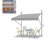 LARS360 Store de balcon en polyester - Sans perçage - Avec manivelle - Hauteur réglable - Protection solaire - Imperméable - Résistant aux UV - Pour balcon, jardin, terrasse - 200 x 120 cm - Gris