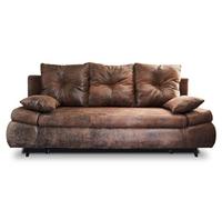 Larson - Canapé Droit 3 places convertible - avec coffre de rangement - style industriel - Marron