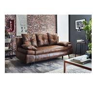 Larson - Canapé droit 3 places convertible - avec coffre de rangement - style industriel - Marron