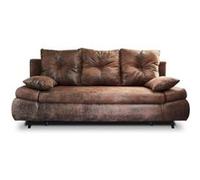 Larson - Canapé droit 3 places convertible - avec coffre de rangement - style industriel - Marron