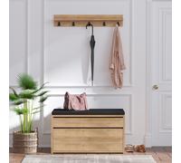 Larvik meuble d'entrée avec porte-manteau mural et coffre de rangement