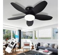 LASANYA 88cm Ventilateur Plafond avec Lumière, Silencieux 6 Vitesses 3CCT | Ventilateur 5 Pales, Moteur DC Réversibles, Lumière LED Dimmable, Télécommande, Minuterie, pour Salon Chambre à Couche