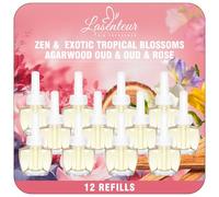 LASENTEUR Désodorisant Maison Recharger 12 x 19 ML, Recharge Diffuseur | Électrique Compatible avec Glade, Parfum d’Intérieur Zen Balance Bois d’Oud Rose Oud
