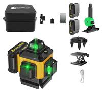 Laser de lignes croisées, 16 lignes, autonivelant, couleur verte. Appareil de mesure laser, niveau, outil de mesure pour les professionnels, les chantiers, la pose de carrelage. Livré avec une batteri