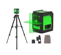 Laser en croix avec trépied, niveau à bulle laser, vert en croix à 360°, nivellement automatique, avec trépied de construction de 1 m, laser croisé de 30 m, pour l'intérieur et l'extérieur, chantiers
