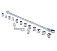 Laser Extra Long Flexible Ratchet Wrench/Socket Set 16pc