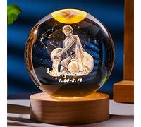 Laser Gravé Signe du Zodiaque Cristal Balle Miniature 3D Cristal Artisanat Décoration en Verre Sphère Décoration de La Maison Accessoires Cadeau (Aquarius, 3.15 inches)
