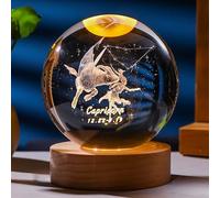 Laser Gravé Signe du Zodiaque Cristal Balle Miniature 3D Cristal Artisanat Décoration en Verre Sphère Décoration de La Maison Accessoires Cadeau (Capricorn, 3.15 inches)