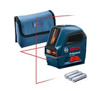 Bosch Professional Laser de lignes GLL 2-10 – laser rouge, portée jusqu’à 10 m, 3 piles AA, housse