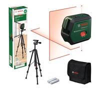Laser lignes UniversalLevel 2 de Bosch avec trépied (croix laser avec point d'aplomb intégré pour un alignement précis et transfert d'application facile)