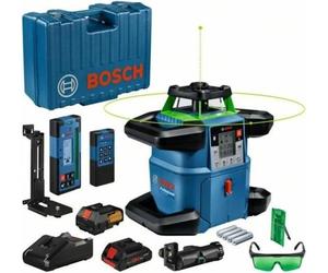 Laser rotatif Bosch Professional GRL 650 CHVG - Laser Vert, avec batterie, piles, cellule, lunettes, supports, platine, en coffret