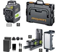 Laserliner MasterPlane-Laser 3G Pro 360° Jeu De Niveau Laser En Croix Dans L-boxx - 3 Lignes - Vert - 3x 55m - IP64