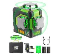 LasGoo LG-3DMAX Niveau Laser 3x360° Vert, Laser Croisé Auto-Nivellant 3D, 2 Batteries Lithium Rechargeables, Adaptateur de Réglage, Lunettes et Étui Rigide