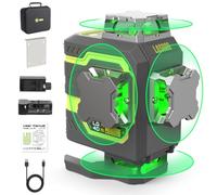 LasGoo LG-4D 16 Faisceau Vert 4x360° Niveau Laser, Auto-Nivelant avec Disposition Horizontale et Verticale, Idéal pour la Construction et la Pose de Cadres, Support Pivotant Magnétique Inclus