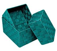 Lashuma Lot de 3 paniers de salle de bain, dimensions de la boîte : 24 x 18 x 14 cm, 21 x 16 x 12 cm et 19 x 14 x 10 cm, paniers à étagères ouverts Couleur : turquoise