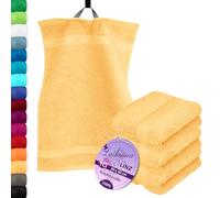 Lashuma Lot Serviette de Toilette 30x50 cm Linz, Serviette essuie Main Jaune, 4 Serviette invité Coton