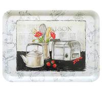 Lashuma Plateau rectangulaire mélaminé Plateau de Service de haute qualité Motif imprimé, Plastique, Maison de campagne., 50 x 37 cm