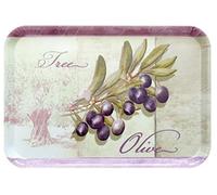 Lashuma Plateau rectangulaire mélaminé Plateau de Service de haute qualité Motif imprimé, Plastique, Olivier, 45 x 31 cm