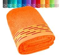Lashuma Serviette de Plage XXL Coton Lugano, Drap de Bain Orange, Serviette de Bain 100x200 cm