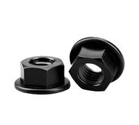 Lasitech Écrous À Bride en Nylon M3 M4 M5 M6 M8 M10 M12, 10/20/ 50 Pièces, Écrou Hexagonal for L'isolation Thermique/électrique(Black,M12 (10pcs))
