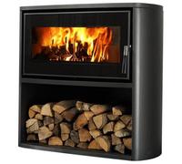 Supra Poêle à bois Laslo bûcher étanche 7 kW acier noir – jusqu'à 100 m²