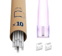 LASLUX 10x Profilé Aluminium pour Rubans LED 2M (20m) - Goulotte aluminium pour éclairage LED linéaire, 20 x 20 mm - Compatible ruban LED large jusqu'à 15mm