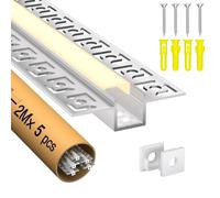 LASLUX 5 x LED Profil pour cloison sèche 2M en aluminium pour rail de bande, canal encastré et diffuseur en saillie pour éclairage indirect Decker