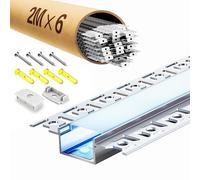 LASLUX 6x LED Profil pour cloison sèche 2M, LED Rail 2M Profil en aluminium pour installation semi-encastrée et diffuseur à poser pour éclairage indirect au plafond
