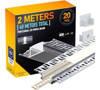 LASLUX Profilé Alu pour LED Bande 2m ×20 Pièces - 55.5×14.9 mm - pour Placo - Profilé Aluminium LED Encastrable pour Bande ≤20 mm avec Embouts - Rail Encastré Plafond Mur Éclairage Indirect