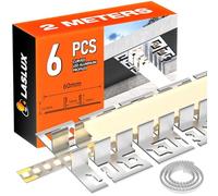 LASLUX Profilé Aluminium LED Flexible 2 m × 6 (12 m) Encastré pour Carrelage et Placo 9-12,5 mm, Profilé LED Courbe pour Bandes LED jusqu’à 12,9 mm avec Diffuseur Blanc Lait et Embouts
