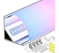 LASLUX Profilé LED Angle Aluminium 10 × 2M, Profilé en V en aluminium découpable Channel Rail, Canal Led et Diffuseur LED avec Embouts, Clips de Montage en Métal (V-2M, 10)