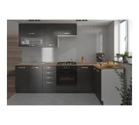 LASSEN Cuisine complete d'angle 240x165 cm avec plan de travail - Gris Matera