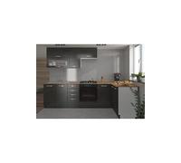 LASSEN Cuisine complete dangle 240x165 cm avec plan de travail - Gris Matera