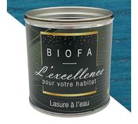 Lasure à l'eau Biofa 0,375L - pour bois intérieur et extérieur - Faible en COV (Bleu Ciel)