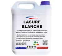 Lasure Blanche - Codeve Bois - 5L - Intérieur/extérieur - Blanche De Décoration Pour Un Volet, Fenêtre, Porte Ou Bardage Bois.