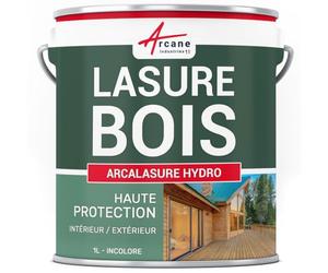 Lasure Bois Extérieur Intérieur Satinée Résiste UV 1 L Incolore | Lasure Bois Intérieur et Extérieur, Satinée, Résiste aux Uv et Intempéries, Protège le Bois - Arcane Industries