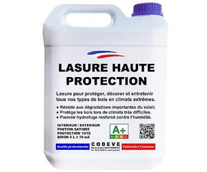 Lasure Haute Protection - Codeve Bois/Incolore - 5L - Intérieur/extérieur - Pour Une Protection Optimum De Vos Bois En Climat Extrême.