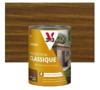 V33 - Lasure Protection Classique CHÊNE CLAIR Satin -0,75L - Rouge
