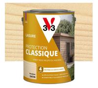 V33 Lasure Bois extérieur Incolore - Protection Classique 4 ans - Protège du grisaillement - Direct bois neufs ou anciens - Texture anti-goutte - 5L