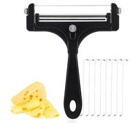 lasuroa Trancheuse à Fromage Acier Inoxydable, Coupe-Fromage avec 8 Fils Supplémentaires Coupe-Beurre Manuel Réglable pour Cheddar Gruyère Mozzarella Ustensile de Cuisine (Noir)