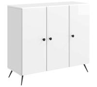 LASWWQMRF Buffet blanc brillant avec 3 portes 89 x 34,5 x 80 cm | Meuble d'appoint spacieux en bois pour salle à manger, couloir ou salon avec une capacité de charge de 60 kg.