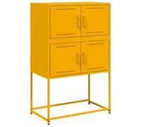 LASWWQMRF Buffet jaune moutarde 68,5 x 38,5 x 107 cm Commode en acier | Design industriel jaune moutarde avec 4 compartiments et portes pour un rangement élégant dans la chambre et le salon.