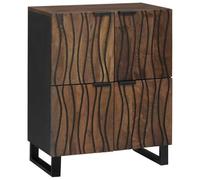 LASWWQMRF Buffet marron en bois de manguier 60 x 33 x 75 cm | Buffet rustique en bois pour salon et salle à manger, armoire d'appoint compacte à 4 portes.