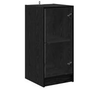 LASWWQMRF Buffet noir aspect chêne 35 x 37 x 75,5 cm Commode porte en verre | Armoire d'appoint compacte en bois avec vitre transparente pour salon et salle à manger avec finition mate.