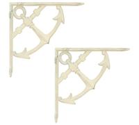 LASWWQMRF Lot de 2 consoles murales en acier blanc vieilli 10 x 10 x 3 cm | Console d'étagère polyvalente 2 en 1 et crochets pour salon ou balcon avec une charge maximale de 25 kg par support.