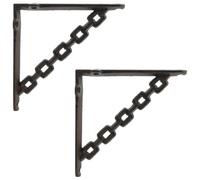 LASWWQMRF Lot de 2 supports d'étagère en acier - 21 x 21 cm - Marron | Double fonction flexible comme console ou crochet pour la décoration et les plantes dans le couloir, le salon et la terrasse.