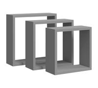 LASWWQMRF Lot de 3 étagères murales cubiques en MDF - Gris - 30 cm, 27 cm | Étagères suspendues carrées modernes en MDF pour le salon et la chambre à coucher pour présenter des décorations et des