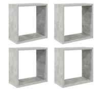 LASWWQMRF Lot de 4 étagères murales flottantes - Gris béton - 30 x 15 x 30 | Quatre étagères suspendues carrées en bois pour une décoration murale élégante dans le salon, la chambre ou la cuisine.