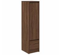 LASWWQMRF Meuble haut marron aspect chêne 29,5 x 34 x 119,5 cm | Commode compacte pour salon et couloir, charnière de porte flexible à gauche ou à droite, support mural inclus.