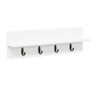 LASWWQMRF Porte-manteau mural avec crochets - Blanc - 60 x 10,5 x 18 cm | Porte-manteau peu encombrant pour couloir et entrée avec crochets stables en bois robuste blanc.